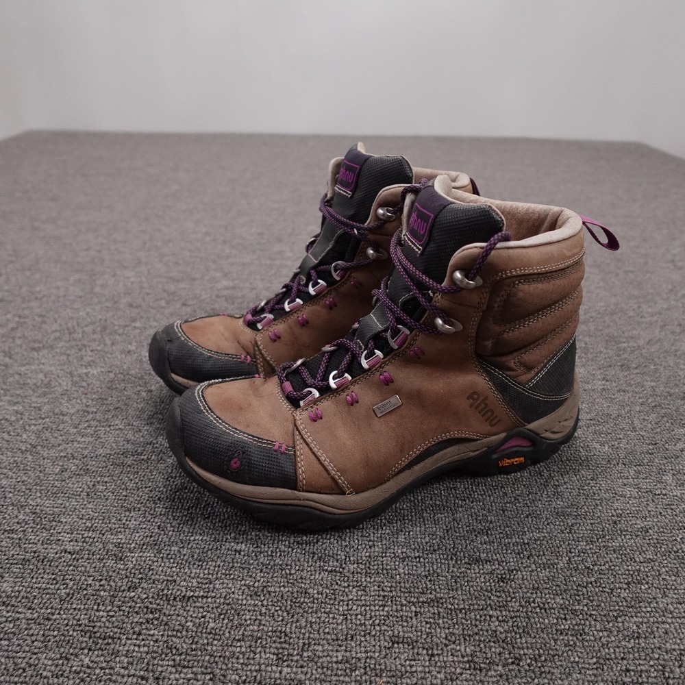 Ahnu Boots Womens Size 7 Brown Waterproof Nubuck EVent Vibram Hiking Snow